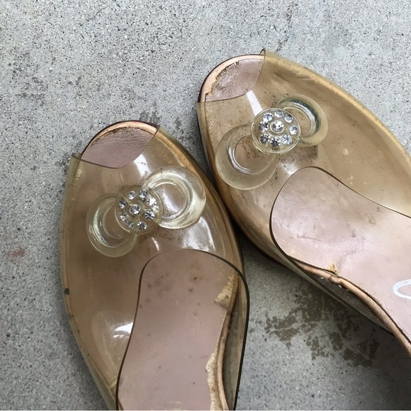 Vintage Clear Plastic Sandals Heels size 7 - Picture 3 of 10